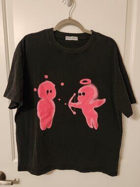 2 Size Small Aelfric Eden Tees in Black and Pink with Cupid and Heart